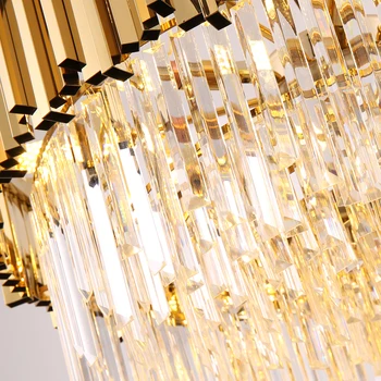 Šiuolaikinės kristalų liustra už kambarį prabanga aukso nerūdijančio plieno lempos namų dekoro grandinės šviesos šviestuvas led vidinis apšvietimas