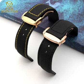 Nylon dirželis žiūrėti 20mm watchband 19mm perlon sporto laikrodžių apyrankės 22mm laikrodžius juosta natūralios odos apačioje geltona siūlių