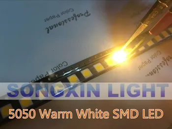 1000pcs 5050 Šiltai Balta SMD/SMT 3-LUSTŲ LED PLCC-6 Super Ryškios lempos šviesos, Aukštos kokybės