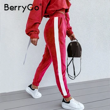 BerryGo Mados Gobtuvu Palaidinukė kostiumą, Laisvalaikio kostiumas Lašas pečių rankovės ilgos rankovės nustatyti Rudens-žiemos moteriškų dviejų dalių komplektas 2020 m.