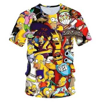 3D Anime T-shirt vyrai moterys Simpson Spausdinti marškinėliai Berniukams atsitiktinis Harajuku juokingas animacinių filmų T-shirt Apvalus kaklas trumpas rankovėmis Marškinėlius S-6XL