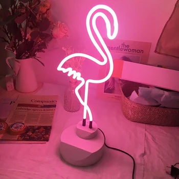 NAUJAS Neoninis Ženklas LED Lempos Naktį Šviesos Stalo Lempa Flamingo Debesis, Vaivorykštes Ananasų Kalėdų Šalis Dekoro 3D Namų Puošybai