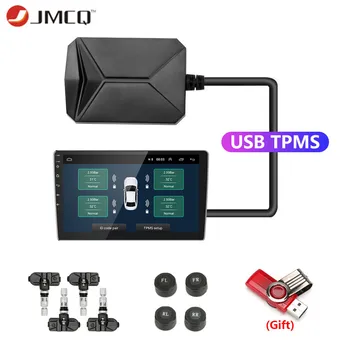 JMCQ USB TPMS Padangų Slėgio Stebėjimo Sistema Ekranas Signalizacijos Sistema, 5V Vidaus Jutikliai Android Navigacijos Automobilinį Radiją 4 Davikliai
