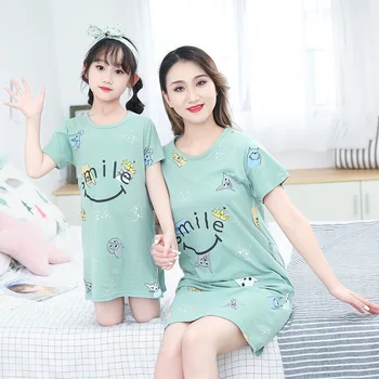 Motina Vaikai Vienaragis Pižama Mama ir Dukra Suknelė Šeimos derinti Drabužius Homewear Baby Girls Cartoon Sleepwear Vasaros Suknelės