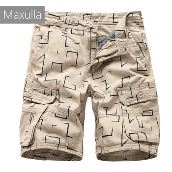 Maxulla Mens trumpas vasaros Medvilnės paplūdimio šortai spausdinti Bermudai šortai vyrų šortai didelis dydis 5 spalvų Mla053