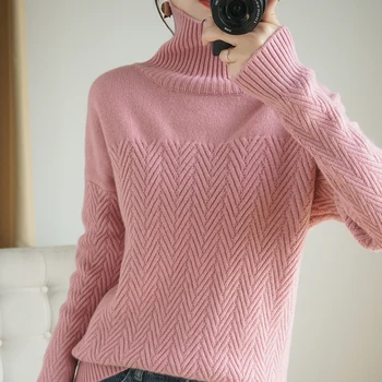 žiemos naujas vilnos megztinis moterų golfo megztinis megztinis prarasti tingus ilgomis rankovėmis lašas pečių kašmyro megztinių, žemiausią marškinėliai