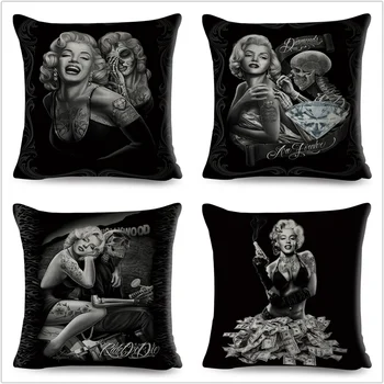 Meksika Chicano Stiliaus Marilyn Monroe Pagalvėlė Padengti Sofa Namų Mesti Pagalvės užvalkalą Dekoratyvinis Užvalkalas Animacinių filmų Lino 45*45 cm