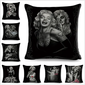 Meksika Chicano Stiliaus Marilyn Monroe Pagalvėlė Padengti Sofa Namų Mesti Pagalvės užvalkalą Dekoratyvinis Užvalkalas Animacinių filmų Lino 45*45 cm