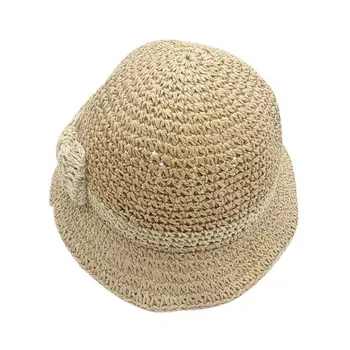 Vasarą Kūdikis Merginos Lankas Vaikų Kvėpuojantis Skrybėlę Šiaudų Skrybėlę Vaikai Paplūdimio Kepurė