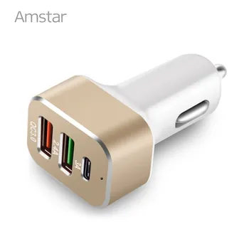 Amstar USB-C Automobilinis Įkroviklis Greitai Įkrauti 3.0 C Tipo USB Automobilinis-Kroviklis 39W QC3.0 Automobilio, Mobiliojo Telefono Įkroviklį 