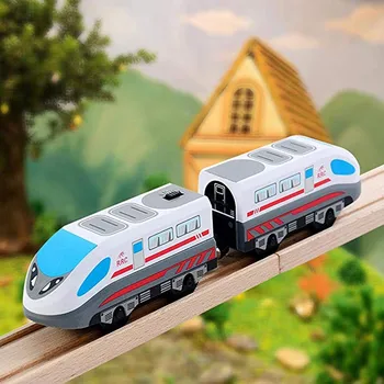 Naujas Elektrinis Traukinys Magnetinių Bėgių Hape Garų Era Krovininis Traukinys Klasikinis Vaikų Lokomotyvų Žaislas Thomas BRIO Medinis Takelis
