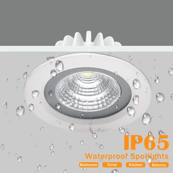 Led Ip65 Downlight COB Downlight Įleidžiamas Led Lubų šviestuvas 5W 7W 12W Led Spot Lempa, Vonios kambarys, Balkonas, Wc Vandeniui Apšvietimas