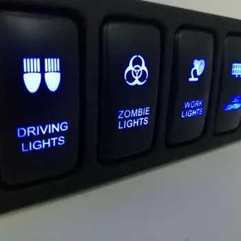 Automobilio LED Svirtinis Jungiklis, Skydelis 12V 4-Mygtukas Mėlynas LED On/Off Svirtinis Jungiklis, Skydelis su 150mm Kabelis Toyota Hilux FJ CRUISER VIGAS