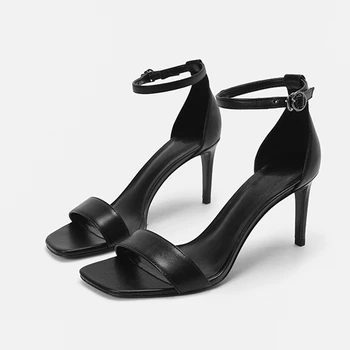 Nudžiūvo naujosios anglijos mados Spalvų kontrastas seksualus aukšto kulno peep toe stiletto šalies sandalai moterims bateliai moteris avalynė moterims basutės