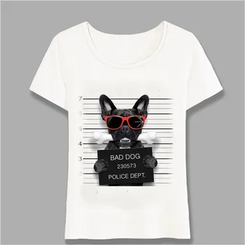 Vasaros Unikalus Policijos Čihuahua Dizaino Marškinėliai Moterims Labai Blogas Šuo Spausdinti Viršūnes Kietas Hipster Tees Cute Girl Marškinėliai Harajuku