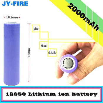10vnt/daug New18650 Įkraunama baterija, baterijos 2000 mah 3.7 V, Li-ion tikroji talpa 2000mah