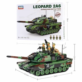 Goody 6105 karinės serija 1:32 vokiečių Leopard pagrindinis tankas Suderinama LEGO dėlionės modulinės žaislai