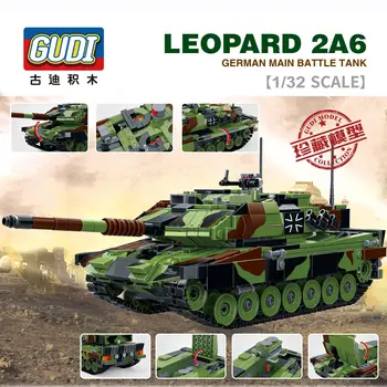 Goody 6105 karinės serija 1:32 vokiečių Leopard pagrindinis tankas Suderinama LEGO dėlionės modulinės žaislai
