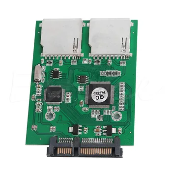 New2 Port Dual SD SDHC MMC RAID SATA Adapteris Keitiklis Dėl Bet kokios Talpos SD Kortelę