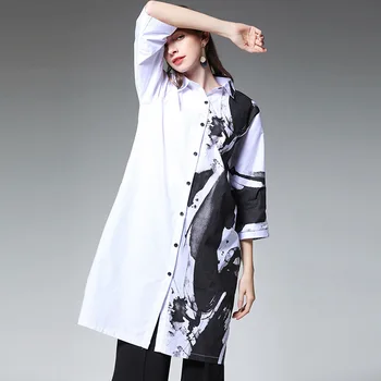 Max LuLu 2019 M. Rudens Mados Europos Stiliaus Drabužius Ponios Streetwear Moterų Atsitiktinis Ilgai Marškinėliai Derliaus Spausdinti Viršūnes Ir Palaidinės