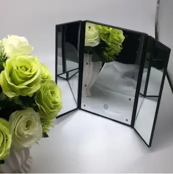 Naujas tri-fold veidrodėliai LED šurmulio su šviesa, širdies formos 8 lempos princesė karšto su veidrodžiu tris-sided folding