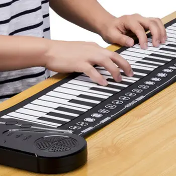 Nešiojamų 49 Klavišai Skaitmeninės Klaviatūros Vertus Roll Fortepijonas Silikono Elektros Vaikų Pradedantiesiems Elektroninis Pianinas