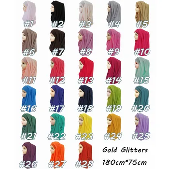 10vnt/daug Blizga Sparkle Glitters Paprasto Spalva Moterų Hijab skara Skara Musulmonų galvos Apdangalai Wrap