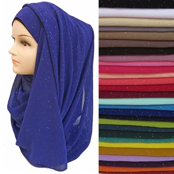 10vnt/daug Blizga Sparkle Glitters Paprasto Spalva Moterų Hijab skara Skara Musulmonų galvos Apdangalai Wrap