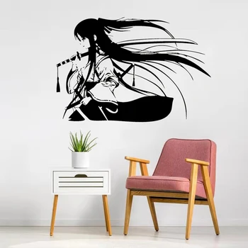 Samurajus Japonų Geiša Katana Kardai Anime Dekoratyvinės Sienų Lipduko Vinilo Interjero Namų Dekoro Kambaryje Lipdukai Nuimamas Freskos