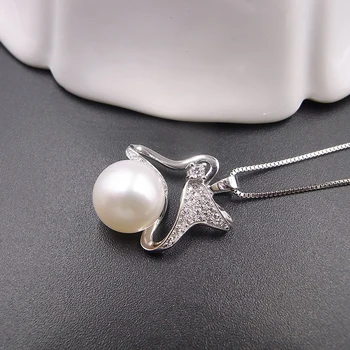 Sinya natūralių gėlavandenių perlų karoliai pakabukas iš 925 sterlingas sidabro aukštos kokybės didžiausių skatinimo moterims