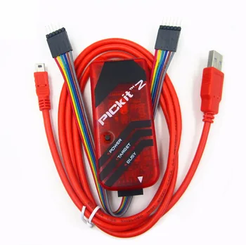 PICKIT2 PIC Kit2 Simuliatorius PICKit 2 Programuotojas Emluator Raudona Spalva, USB kabelis Dupond Vielos