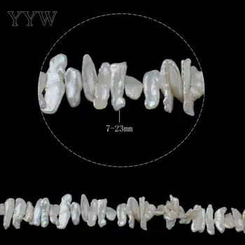 Dirbtiniu būdu išauginti Biwa Gėlavandenių Perlų Karoliukus, natūralus baltas 7-23 mm Maždaug 0,8 mm Parduotas Už Maždaug 15.3 Colių Kryptis