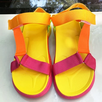 Vasaros Sandalai Moteriški batai didelio dydžio, Minkštas multi spalvos sandalai Beach Pleišto Kulkšnies Platforma Batai Ponios, Mergaitės sandalai moterims