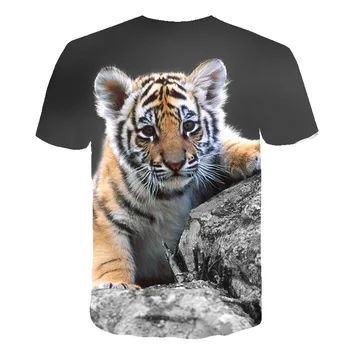 2020 m. Vaikų Topai marškinėliai berniukas ir mergaičių 3D Atspausdintas Tigras T-shirts Liūtas Megztiniai vaikams Drabužių tigras Baby Cheetah Marškinėlius