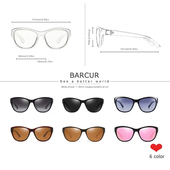 BARCUR TR90 Moteriški akiniai nuo saulės Gradientas UV400 Katės Akis, Saulės Akiniai Poliarizuoti lunette de soleil 
