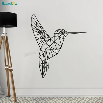 Vinilo Geometrinis Gyvūnų Siena Lipdukas Hummingbird Lipdukai, Vinilo Namų Puošmena Kambarį lipnios Meno Freskomis YT518