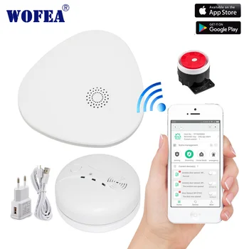 Wofea smart wifi apsaugos signalizacijos sistema, wifi vartai, dūmų signalizacija su vaizdo camare sistema APP kontroliuoti SMS ir skambinti pranešimas