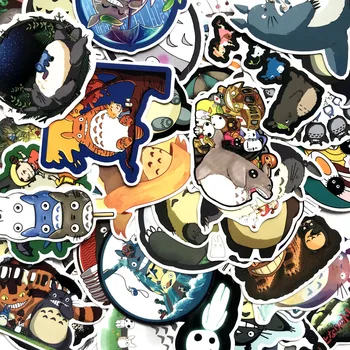 64pcs Totoro Anime ir Animacinių filmų Lipdukai užrašų knygelė Lagaminą Riedlentė Nešiojamas Motociklo Stikers Lenktynių Vandeniui Dekoro Lipduko Pack