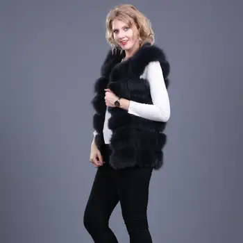 2020 m. naujas nekilnojamojo fox fur moterų liemenė odos mados prabangus storas šilta striukė striukė vientisos spalvos kailio liemenė moterų kailis