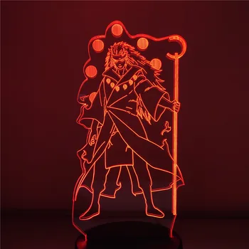Naruto Uchiha Madara 3D LED Naktinis Apšvietimas Rikudo Sennin Versija Vaikams, Miegamojo Lovos Apdailos Lampara Kūrybos Lempa Namų Lampe