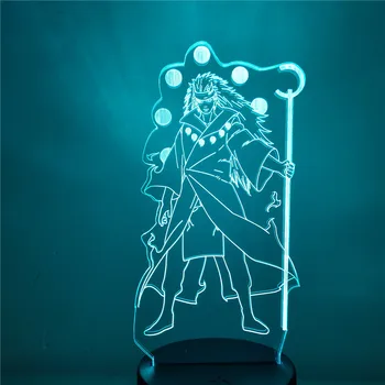 Naruto Uchiha Madara 3D LED Naktinis Apšvietimas Rikudo Sennin Versija Vaikams, Miegamojo Lovos Apdailos Lampara Kūrybos Lempa Namų Lampe