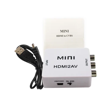 Nemokamas Pristatymas Mini HD Video Converter Box HDMI AV/CVBS L/R Vaizdo Adapteris 1080P HDMI2AV Parama NTSC ir PAL Produkcija