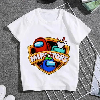 Naujas Žaidimas Tarp Mūsų Juokingas Animacinių filmų Marškinėliai Vaikams, Vaikų Berniukų, Mergaičių Mielas Anime T-shirt Kawaii Harajuku Marškinėlius Vasaros Top Tees