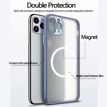 Metalo Kamera Raštas Skaidrios Magnetinės Atveju iPhone 12 Pro Max Mini Magsafing Magneto Dangtelis, Skirtas 