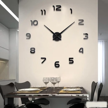 3D Sienų Lipduko Laikrodis Namų Saati Reloj De Sumalti Dekoratyvinis Laikrodžiai Kambarį Akrilo Veidrodis Klijų Sieninis Laikrodis Lipdukas