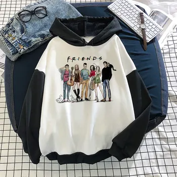 Žiemos Kpop Hoodies Moterų Vintage Megztinis Draugų Tv Laišką Anime Spausdinti Negabaritinių Marškinėlius Moterims Estetinės Hoody Hoodie