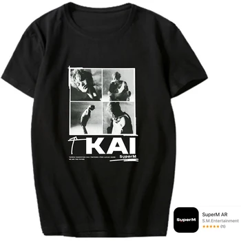 Naujas Kpop SuperM AR T-shirt BAEKHYUN KA ŽENKLAS TAEMIN TEN TAEYONG LUKAI O-Kaklo trumpomis Rankovėmis Marškinėliai Kpop Unisex Prarasti Viršuje Tees