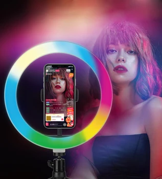 Lenkijos sandėlyje 10Inch RGB LED Šviesos Žiedas su Stovu Kamera Selfie Šviesos Žiedas 