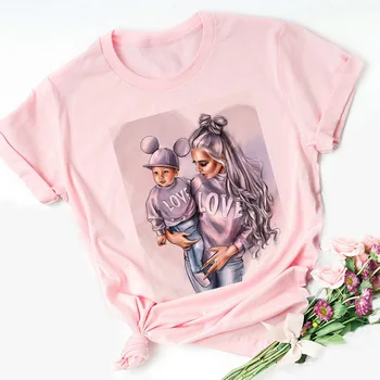 Super Mama, T-marškinėliai Moterims Motinos Meilės Spausdinti Rožinė T-shirt Tees Marškinėliai Femme harajuku 