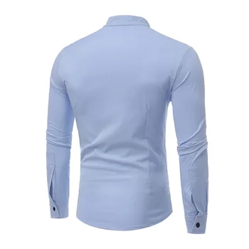 Mados Siuvinėjimo Mandarinų Apykaklės Marškinėliai Vyrams 2020 Asmenybės Įstrižai Mygtuką Suknelė Shirt Mens Atsitiktinis Ilgomis Rankovėmis Marškiniai Vyrai